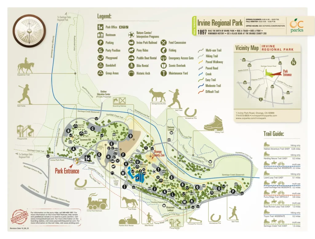 Irvine Regional Park Lake Fishing Guide Map