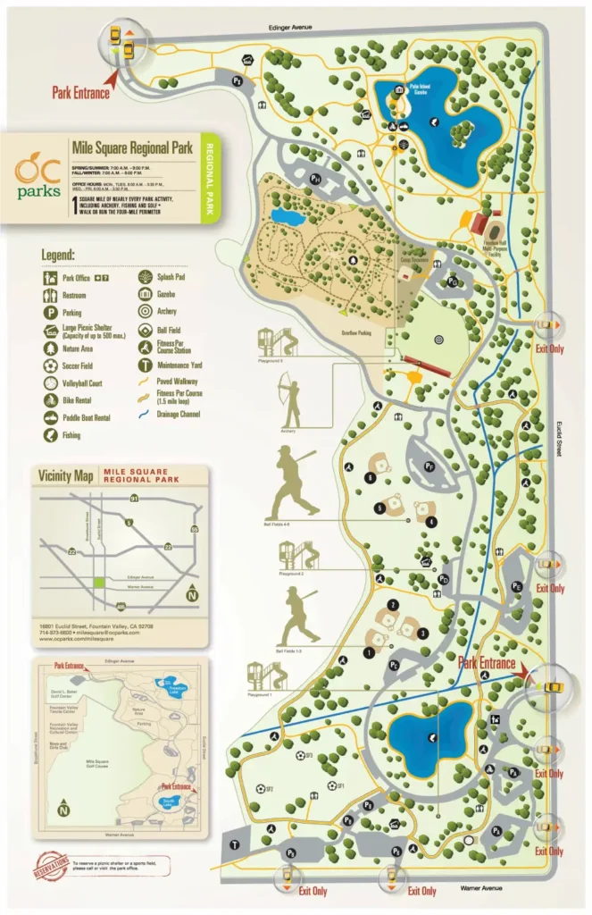 Mile Square Park Lake Fishing Guide Map