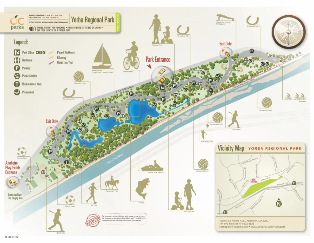 Yorba Park Lake Fishing Guide Map